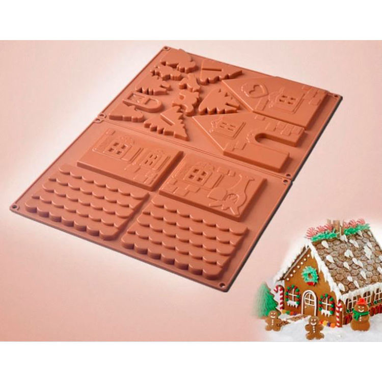 Εικόνα για Φόρμα Σιλικόνης Gingerbread House 22x16  Καφέ