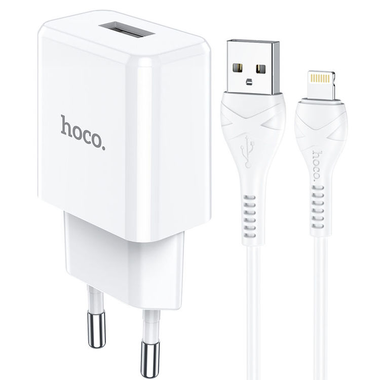 Εικόνα για HOCO N9 Lightning Cable & Wall Adapter Λευκό 2.1A