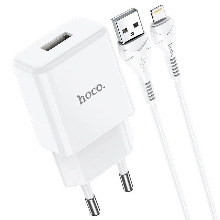 Εικόνα για HOCO N9 Lightning Cable & Wall Adapter Λευκό 2.1A