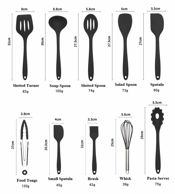 Εικόνα για Σετ Εργαλεία Κουζίνας από Σιλικόνη 10 τεμ.  με  Αποθηκευτικό Δοχείο