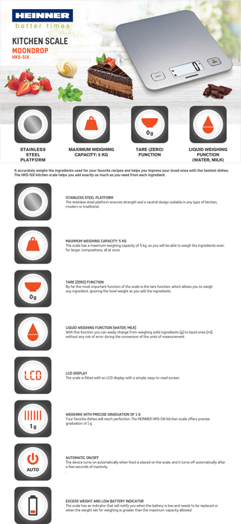 Εικόνα για Ψηφιακή Ζυγαριά Κουζίνας 5kg HKS-5IX Heinner