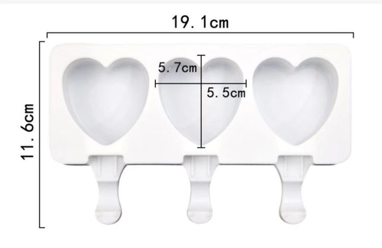 Εικόνα για Φόρμα Σιλικόνης Hearts 3 θέσεων με 20 τεμ. ξυλάκια 19,2x11,6 εκ.